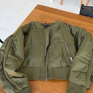 Aqua Khaki Bomber Jacket
